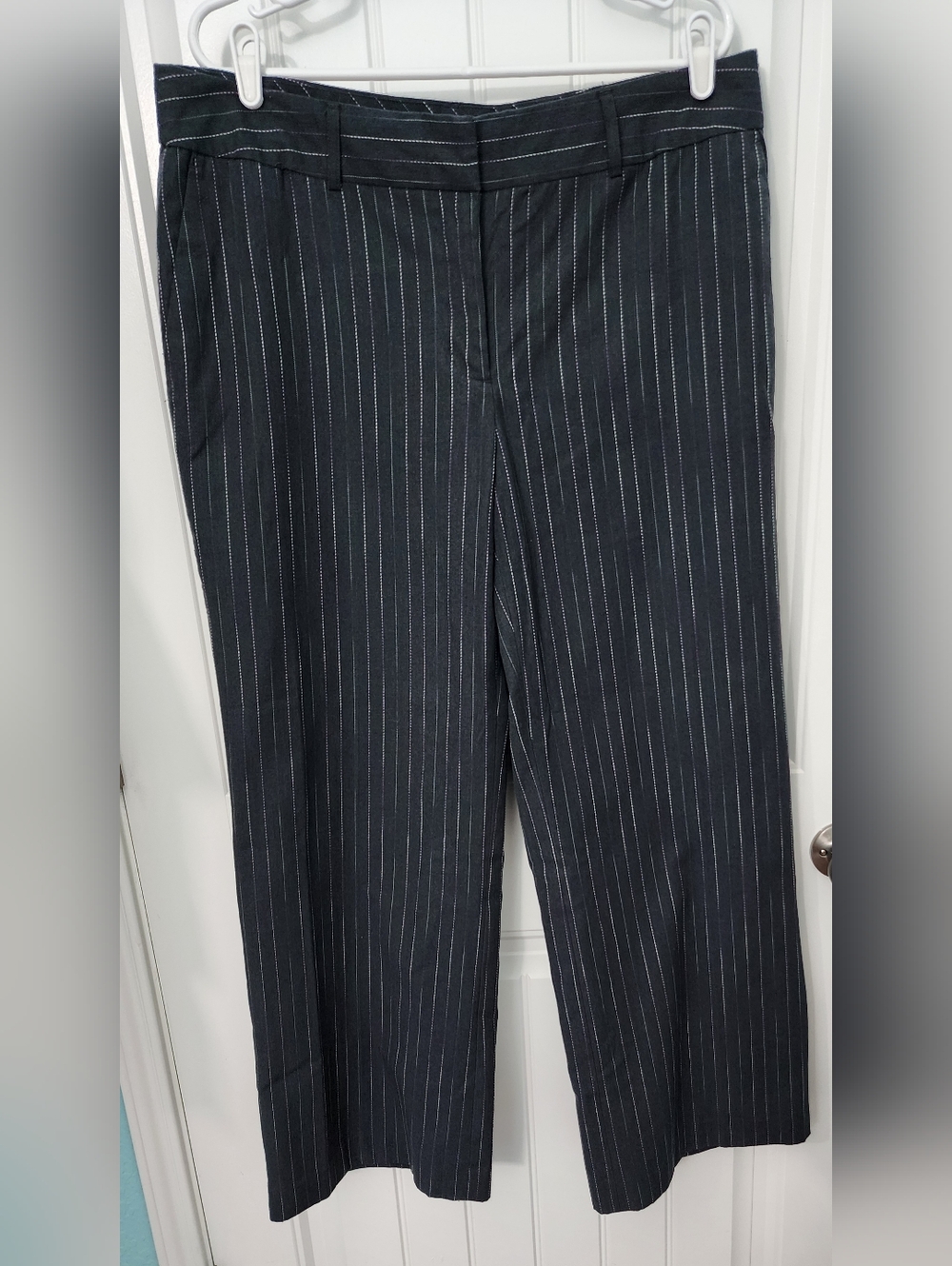 Merona Women's Grey Dress Pants with Light Pink Ombre Pinstripe, Size 16
